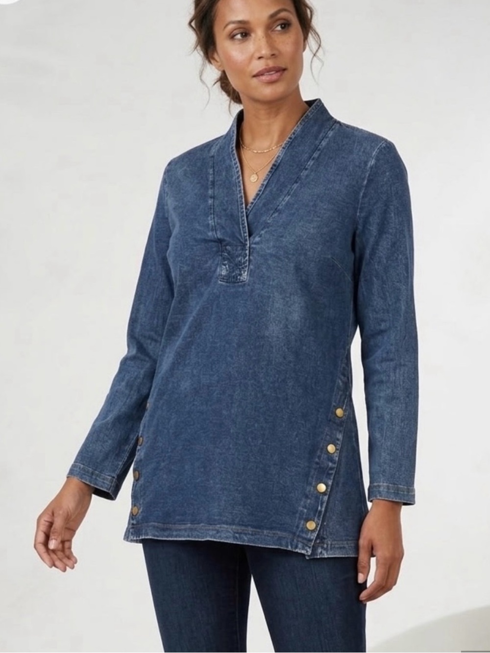 Soft Surroundings Denim Blue Long Sleeve Tunic
